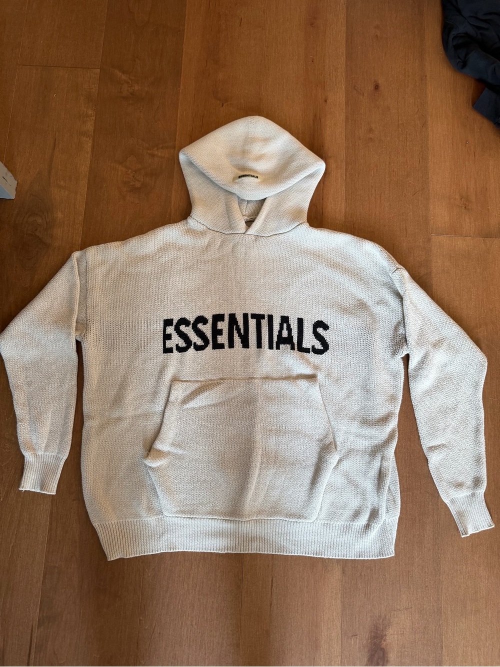 ESSENTIALS Cream Logo Hoodie Sweater
